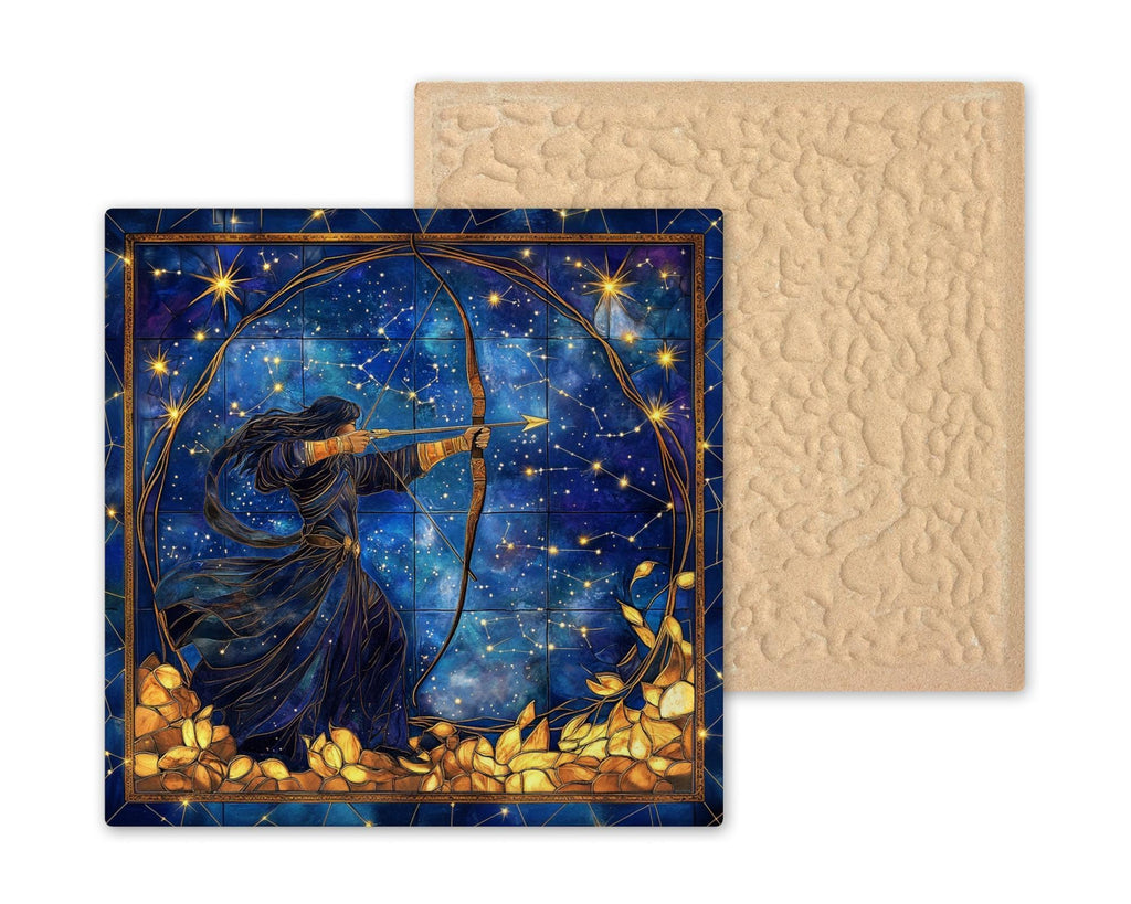 Sagittarius Zodiac Stained Glass Style Ceramic Art Tile: Night Sky Wall Decor Mystical Home Decor Celestial Wall Art Astrology Zodiac Archer