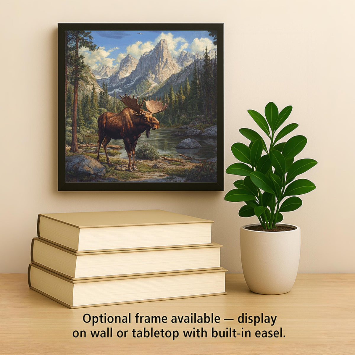 Moose Wall Art Ceramic Tile Stained Glass Style Wildlife Gift Rustic Cabin Nature Birdwatcher Decor Art