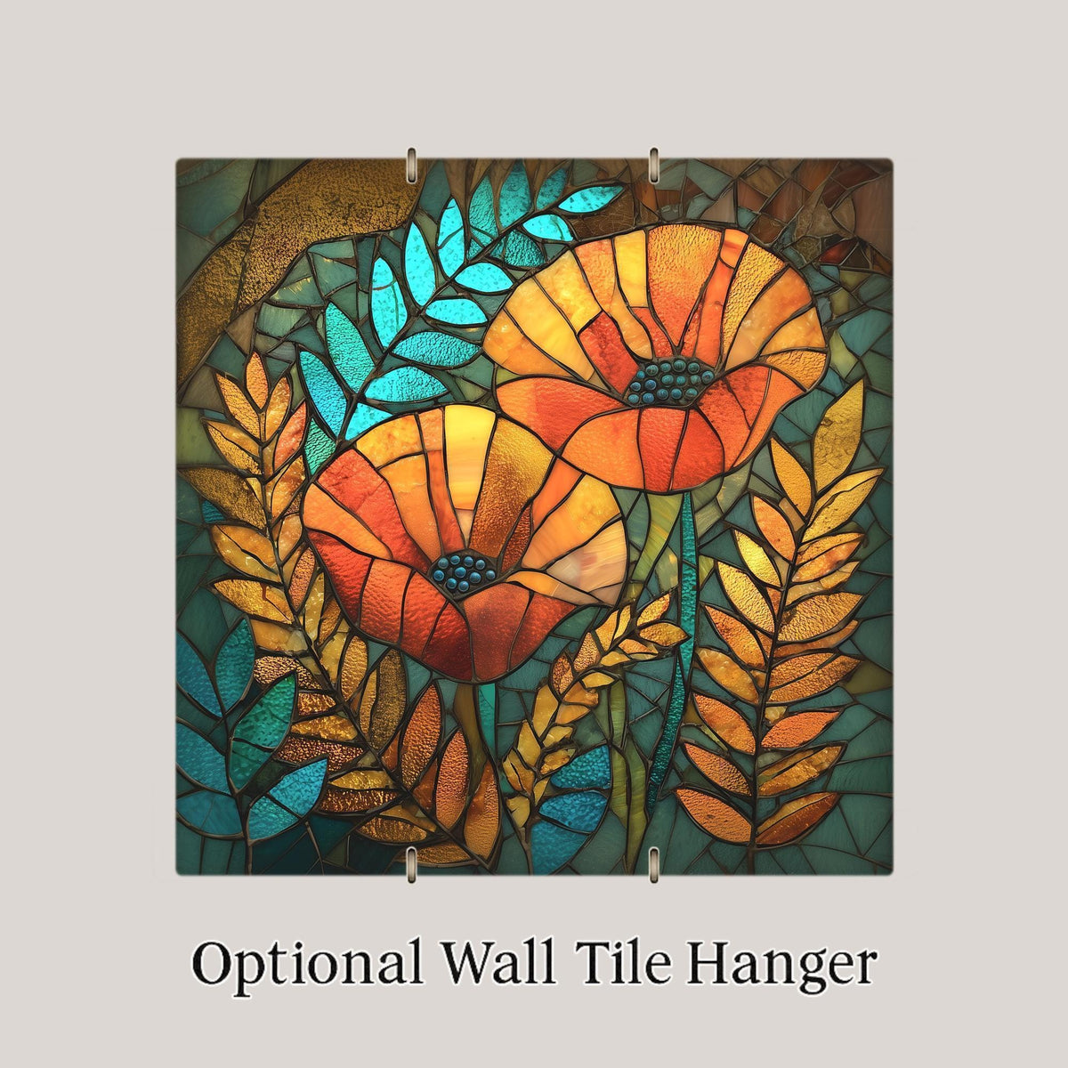 Orange Poppy Wall Art Ceramic Tile Floral Gift Flower Lover Gift Kitchen Decor Mothers Day Gift Poppy Tile