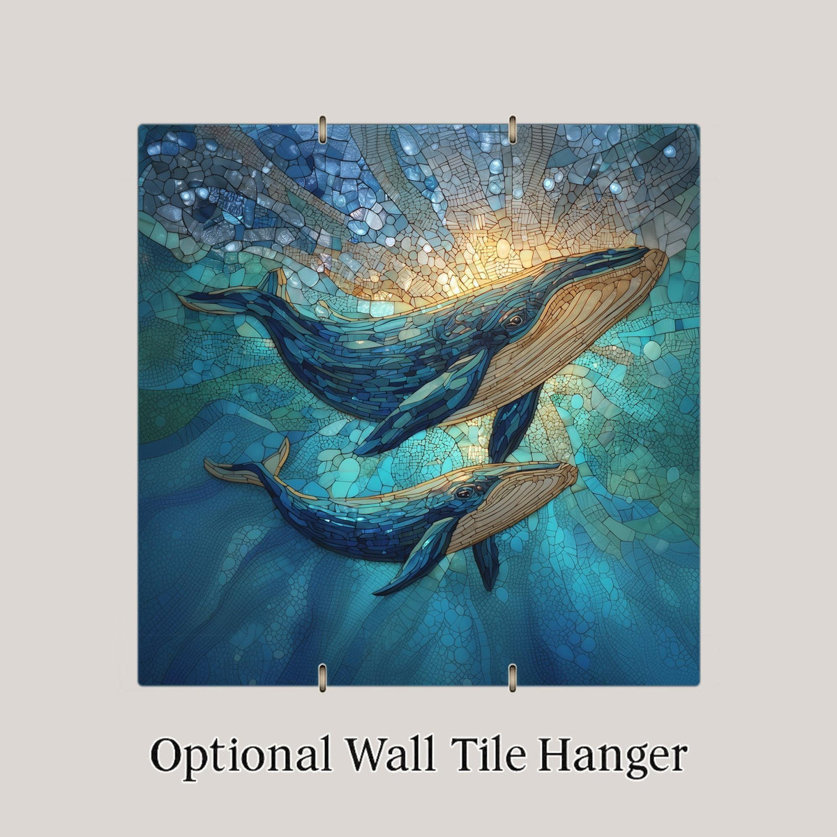 Mother Whale & Calf Ceramic Tile Wall Art – Symbolic Ocean Wall Decor, Bonding Family Art, Meaningful Home Decor Gift