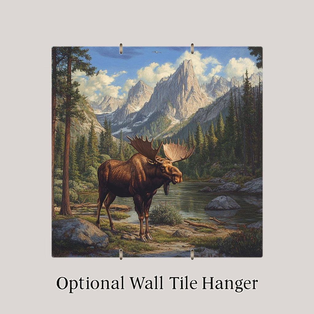 Moose Wall Art Ceramic Tile Stained Glass Style Wildlife Gift Rustic Cabin Nature Birdwatcher Decor Art