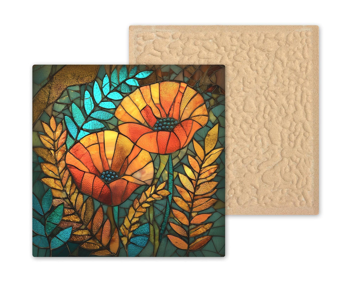 Orange Poppy Wall Art Ceramic Tile Floral Gift Flower Lover Gift Kitchen Decor Mothers Day Gift Poppy Tile