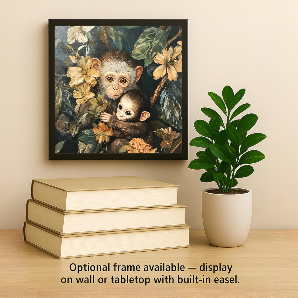 Monkey Wall Art Ceramic Tile Jungle Decor Gift Wildlife Lover Gift Botanical Art Cottagecore Nature Tile