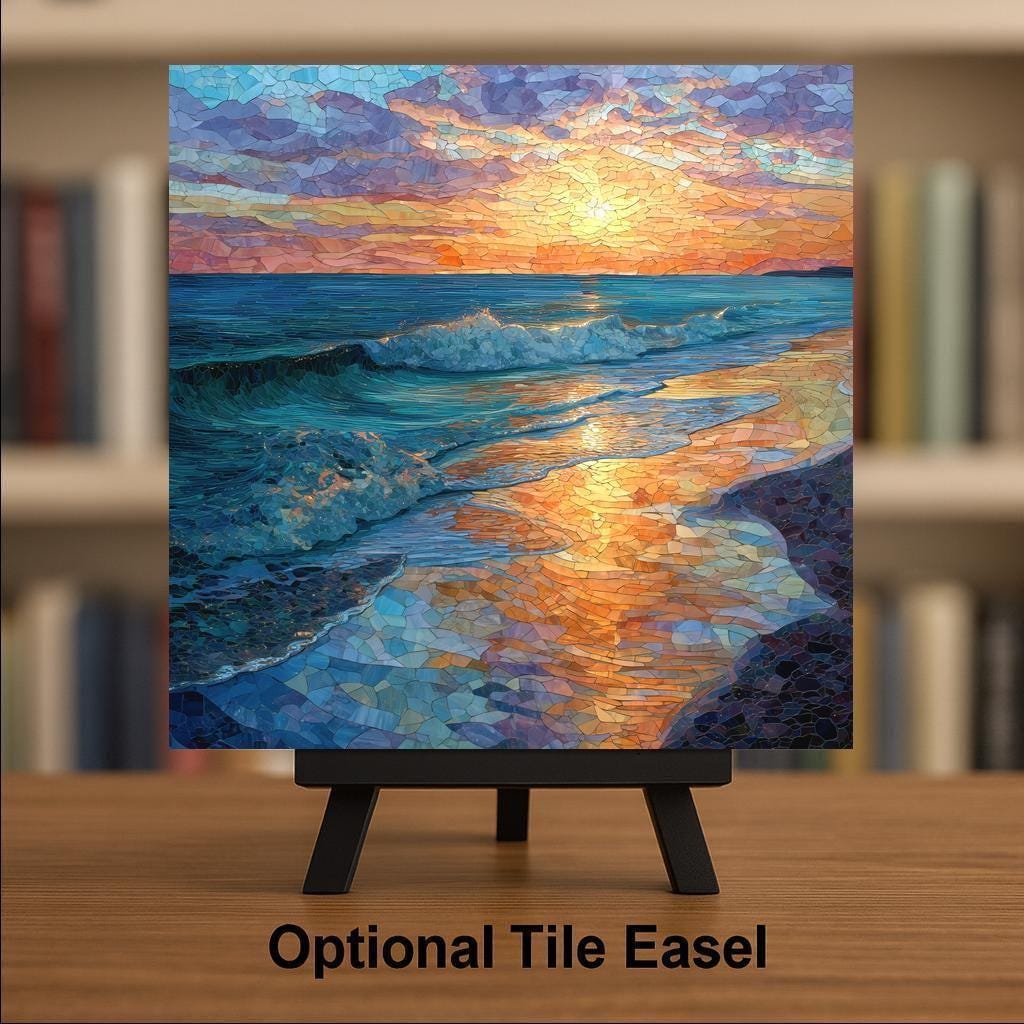 Cape Cod Wall Art Ceramic Tile Stained Glass Style Coastal Gift Beach Landscape Decor Place Identity