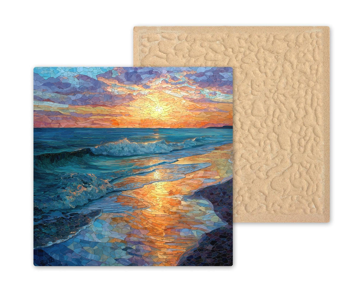 Cape Cod Wall Art Ceramic Tile Stained Glass Style Coastal Gift Beach Landscape Decor Place Identity