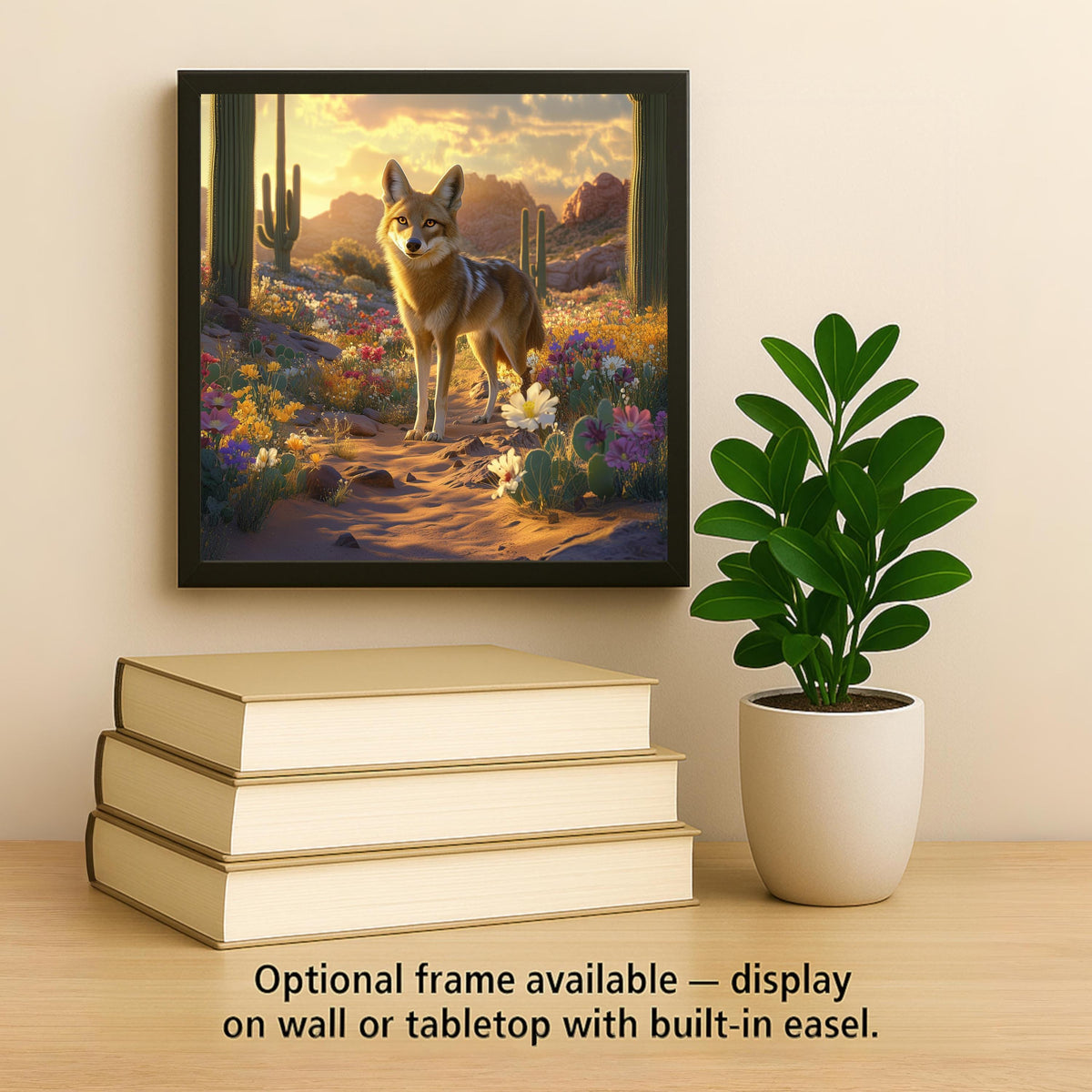 Desert Coyote Ceramic Tile Art: Southwest Wildlife Wall Decor