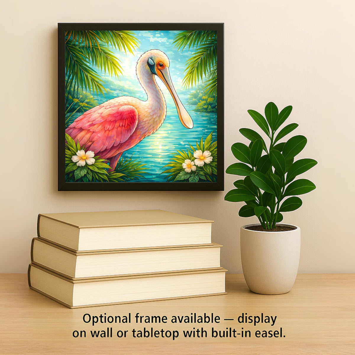 Roseate Spoonbill Coastal Wall Art Ceramic Tile – Florida Tropical Bird Wall Decor Home Decor Beach Decor