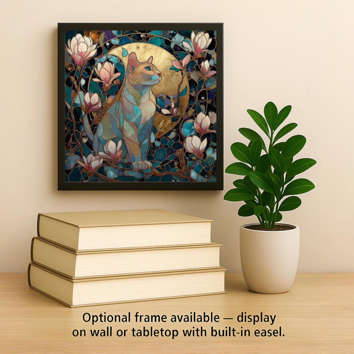 Magnolia Cat Wall Art Ceramic Tile Celestial Cat Decor Cat Lover Gift Mothers Day Gift