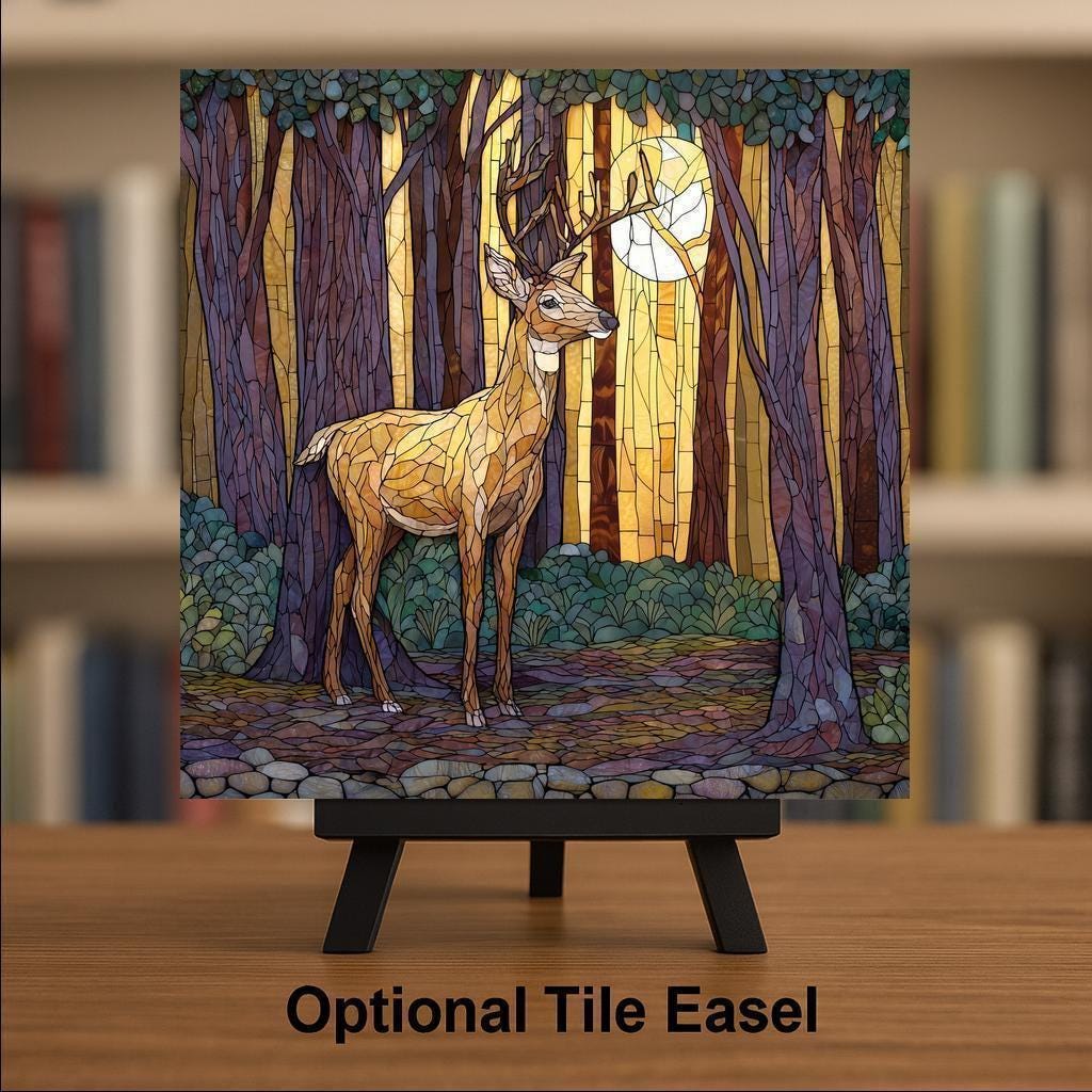 Deer Wall Art Ceramic Tile Forest Wildlife Decor Woodland Home Decor Nature Lover Gift
