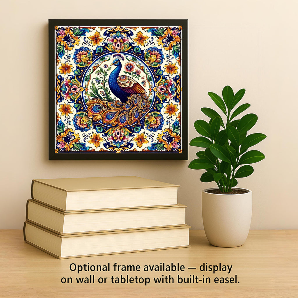 Talavera Peacock Wall Art Ceramic Tile Mexican Folk Art Decor Colorful Bird Kitchen Home Decor Boho Peacock Nature Art