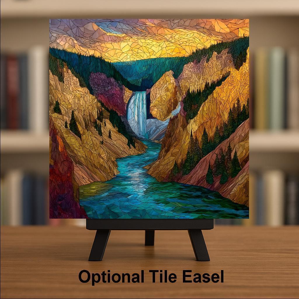 Yellowstone Falls Wall Art Ceramic Tile Wyoming Gift Waterfall Decor National Park Art Nature Lover Gift Tile