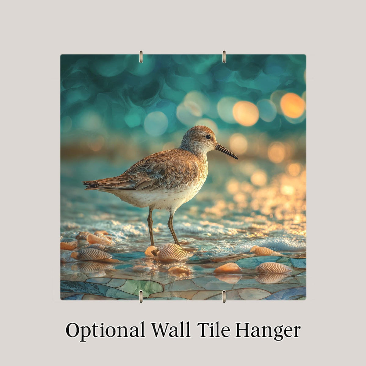Sandpiper Wall Art Ceramic Tile Coastal Stained Glass Style Beach Decor Ocean Shore Bird Nautical Bathroom