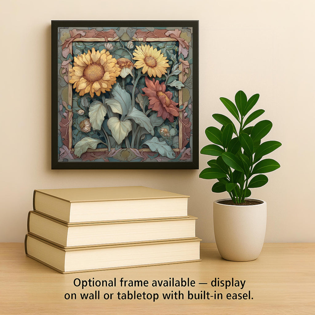 Sunflower Wall Art Ceramic Tile Botanical Garden Decor Floral Wall Decor Sunflower Lover Country Kitchen Gift Accent Tile
