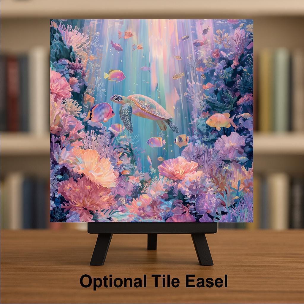 Coastal Sea Turtle Ceramic Art Tile – Nautical Beach Wall Decor, Rustic Marine Ocean Lover Gift