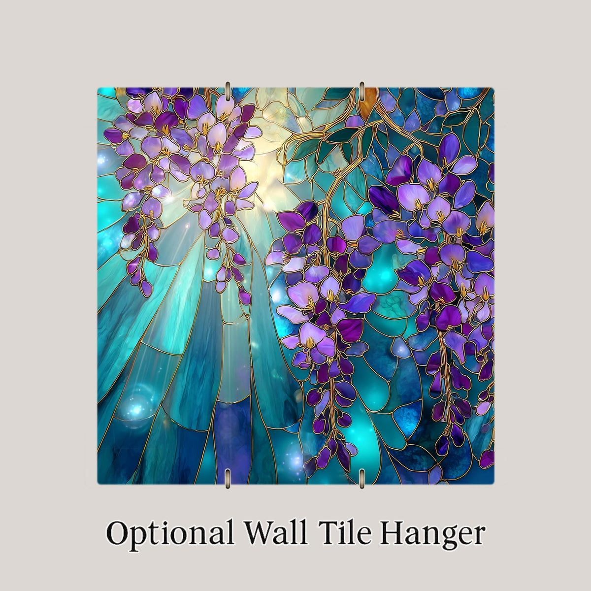 Wisteria Wall Art Ceramic Tile Stained Glass Style Purple Floral Gift Garden Decor Botanical Nature Wisteria Lover Art