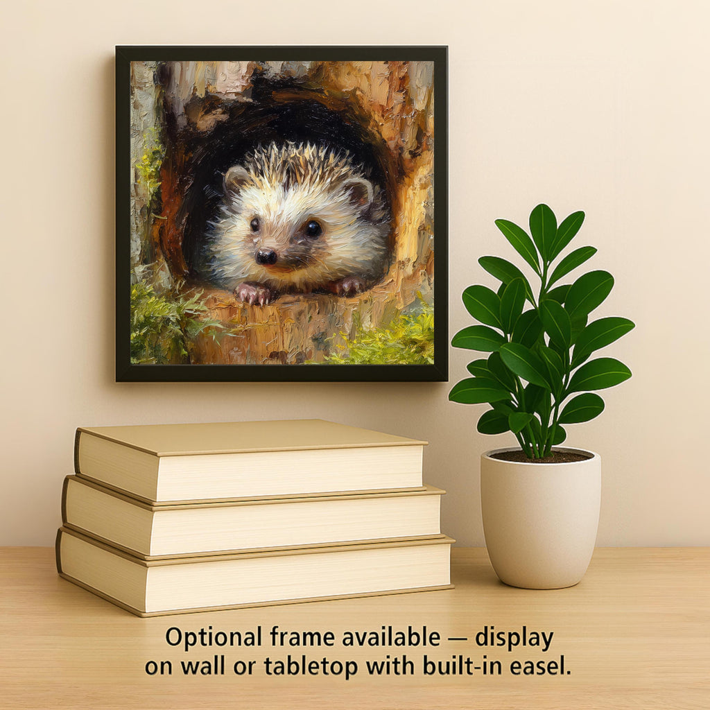 Hedgehog Ceramic Tile Wall Art – Woodland Home Decor, Stained Glass Style Forest Animal Wall Decor, Nature Lover Gift, Rustic Wall Art