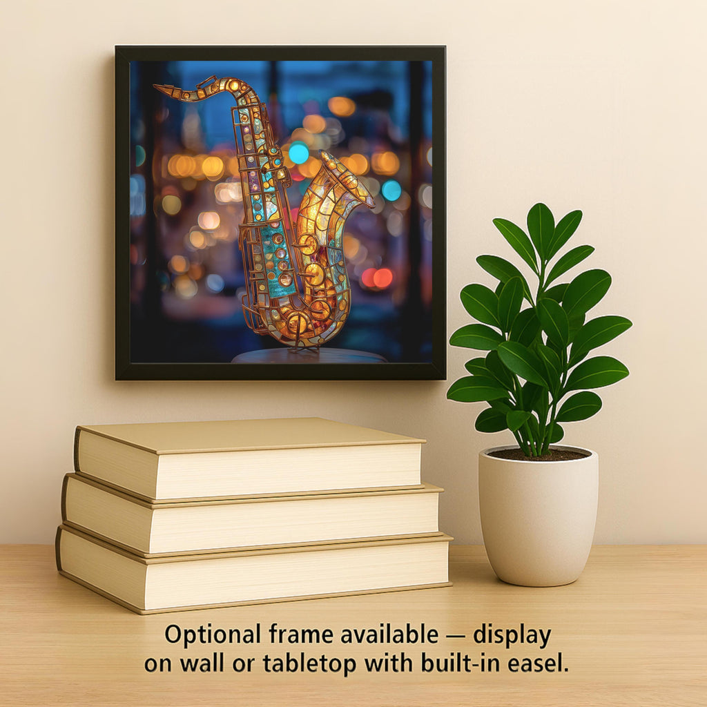 Saxophone Wall Art Ceramic Tile Music Lover Gift Art Nouveau Decor Jazz Music Art Musician Home Gift Tile