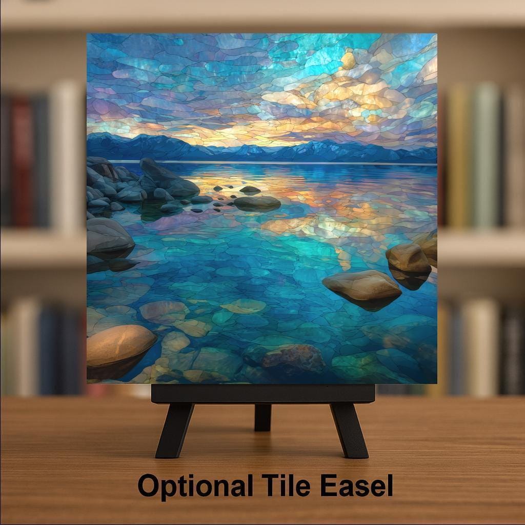 Lake Tahoe Alpine Wall Art Ceramic Tile California Gift Crystal Lake Decor Scenic Mountain Art Nature Gift Tile