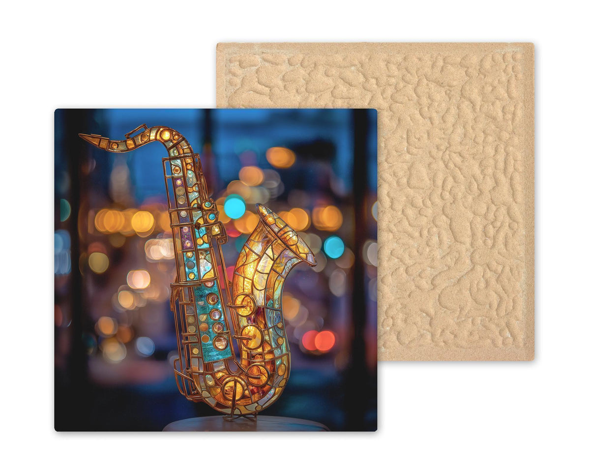 Saxophone Wall Art Ceramic Tile Music Lover Gift Art Nouveau Decor Jazz Music Art Musician Home Gift Tile