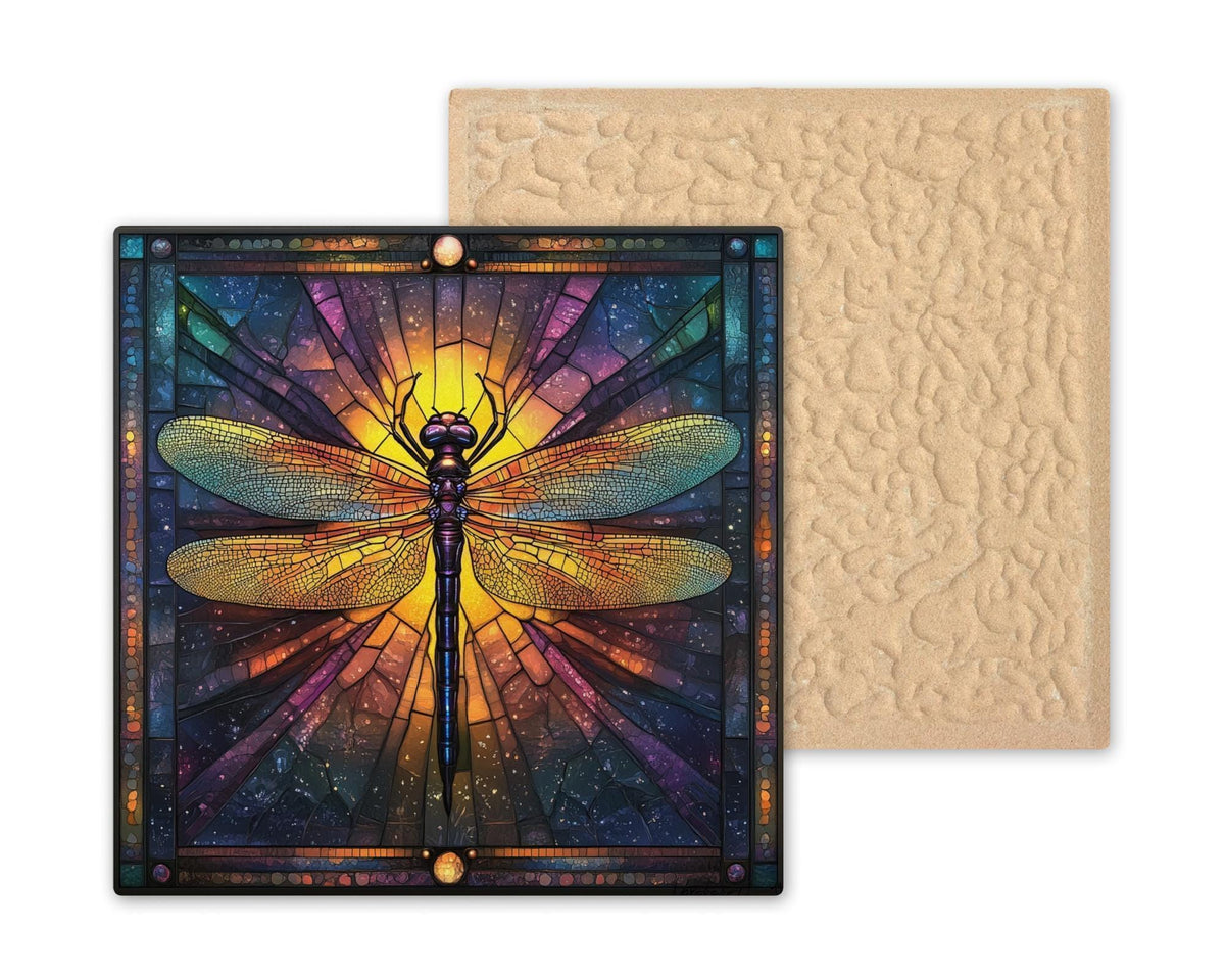 Dragonfly Ceramic Art Tile – Stained Glass Style, Art Nouveau William Morris, Memorial Sympathy Gift, Dragonfly Lover