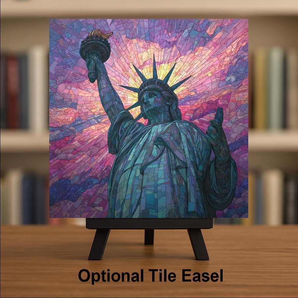 Statue of Liberty Wall Art Ceramic Tile New York Gift Patriotic Decor NYC Landmark Art Freedom Gift Tile