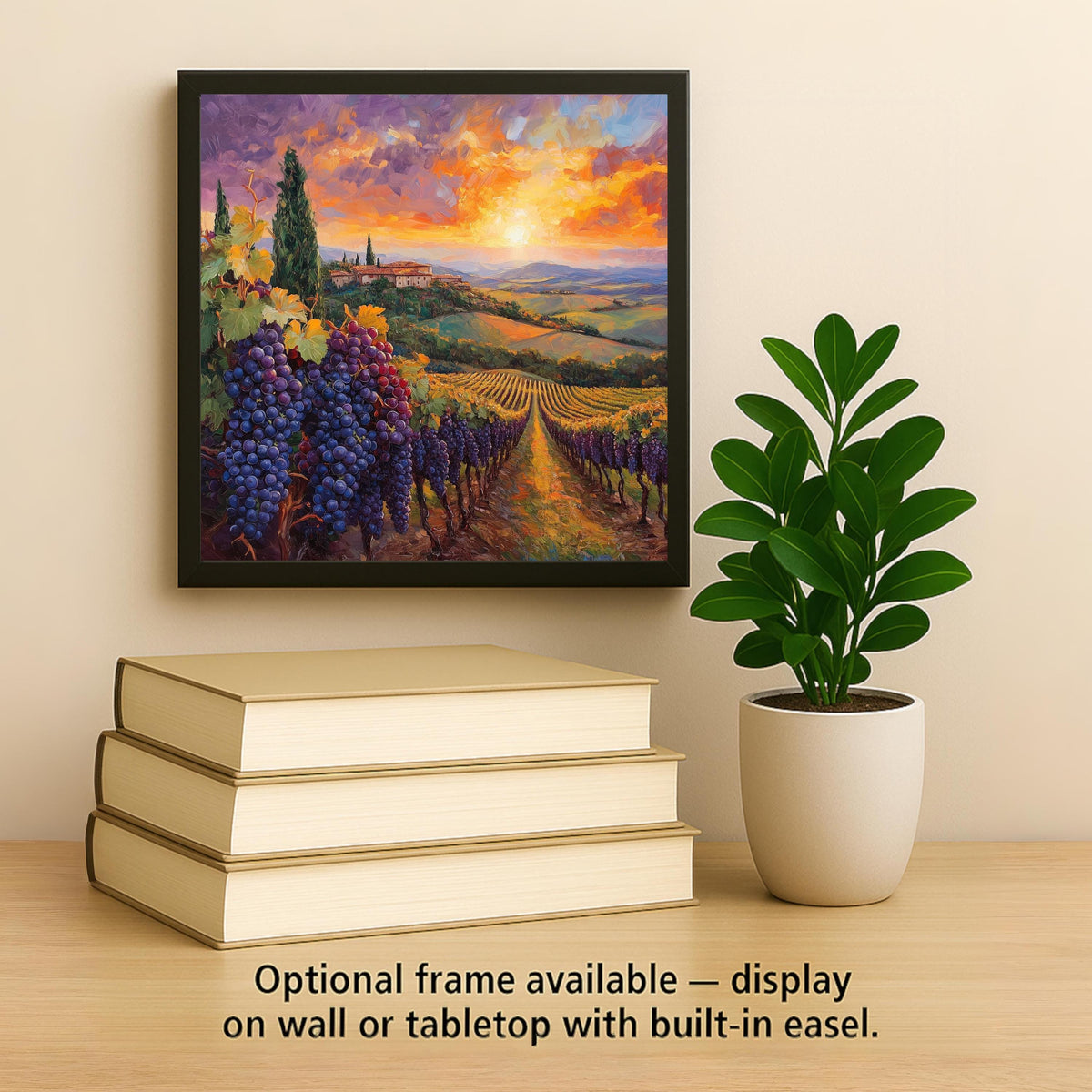 Tuscan Vineyard Wall Art Ceramic Tile Italy Gift Countryside Decor Wine Lover Art Mediterranean Nature Place Identity