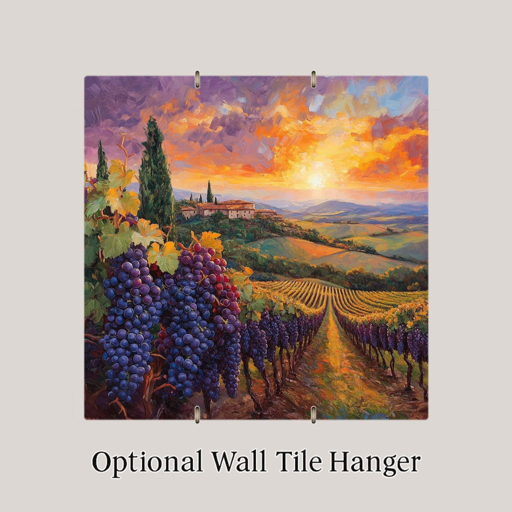Tuscan Vineyard Wall Art Ceramic Tile Italy Gift Countryside Decor Wine Lover Art Mediterranean Nature Place Identity