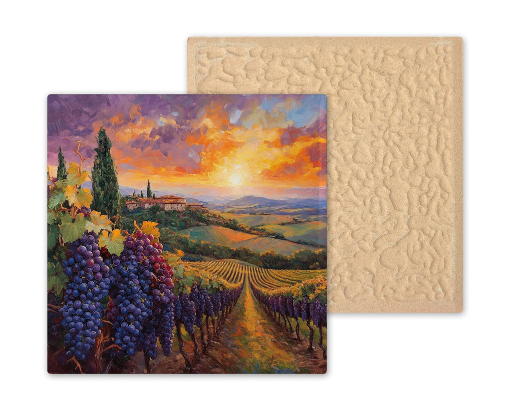 Tuscan Vineyard Wall Art Ceramic Tile Italy Gift Countryside Decor Wine Lover Art Mediterranean Nature Place Identity