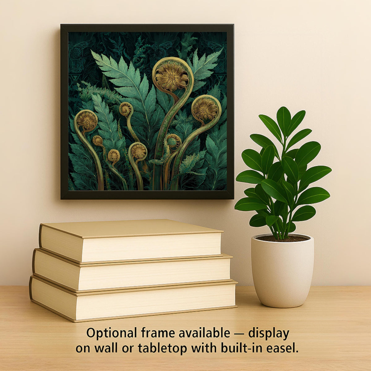 Fern Wall Art Ceramic Tile – Art Nouveau Botanical Decor, Emerald Green Woodland Home Decor