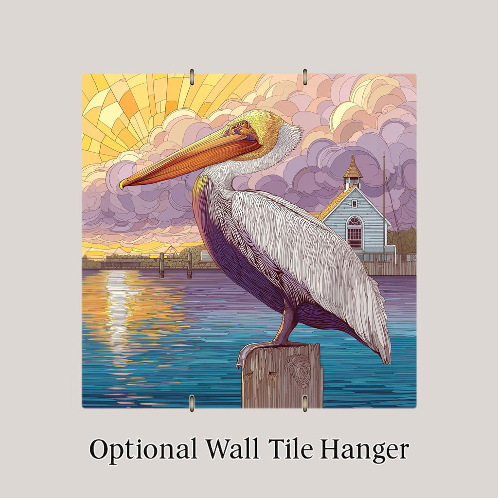 Pelican Wall Art Ceramic Tile Coastal Bird Decor Pelican Lover Gift Harbor Bird Art