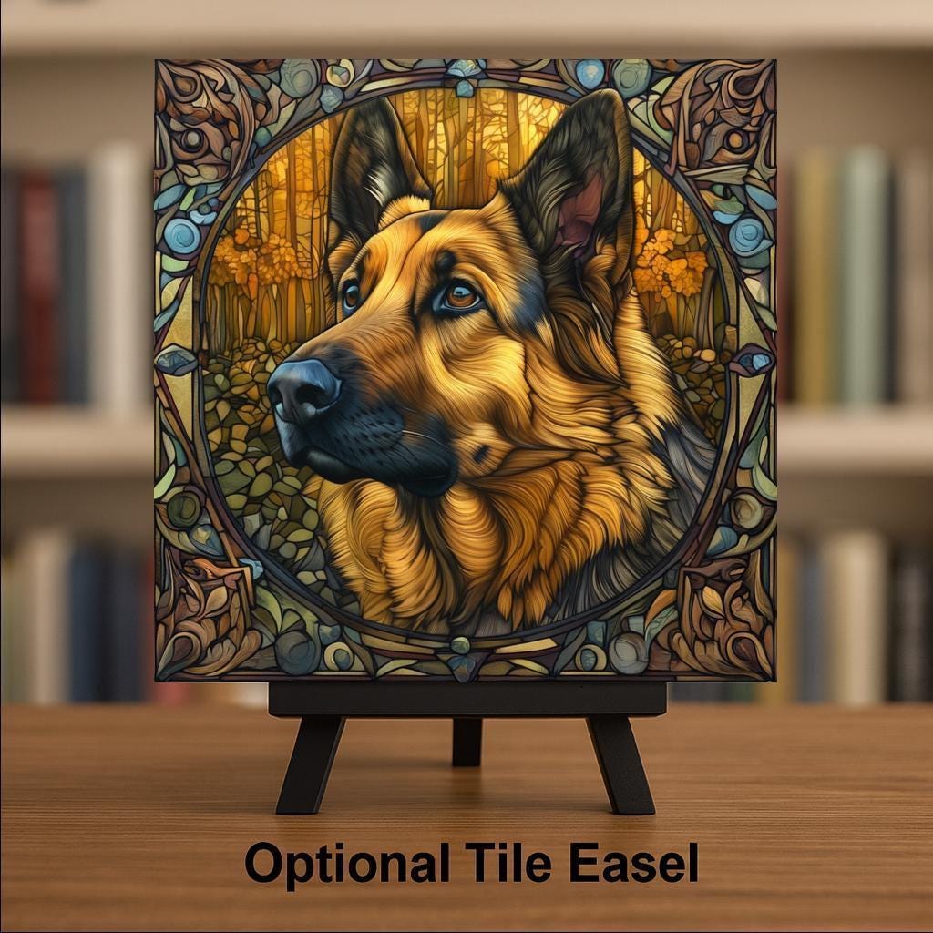 German Shepherd Wall Art Ceramic Tile Dog Memorial Gift Shepherd Lover Decor GSD Tile