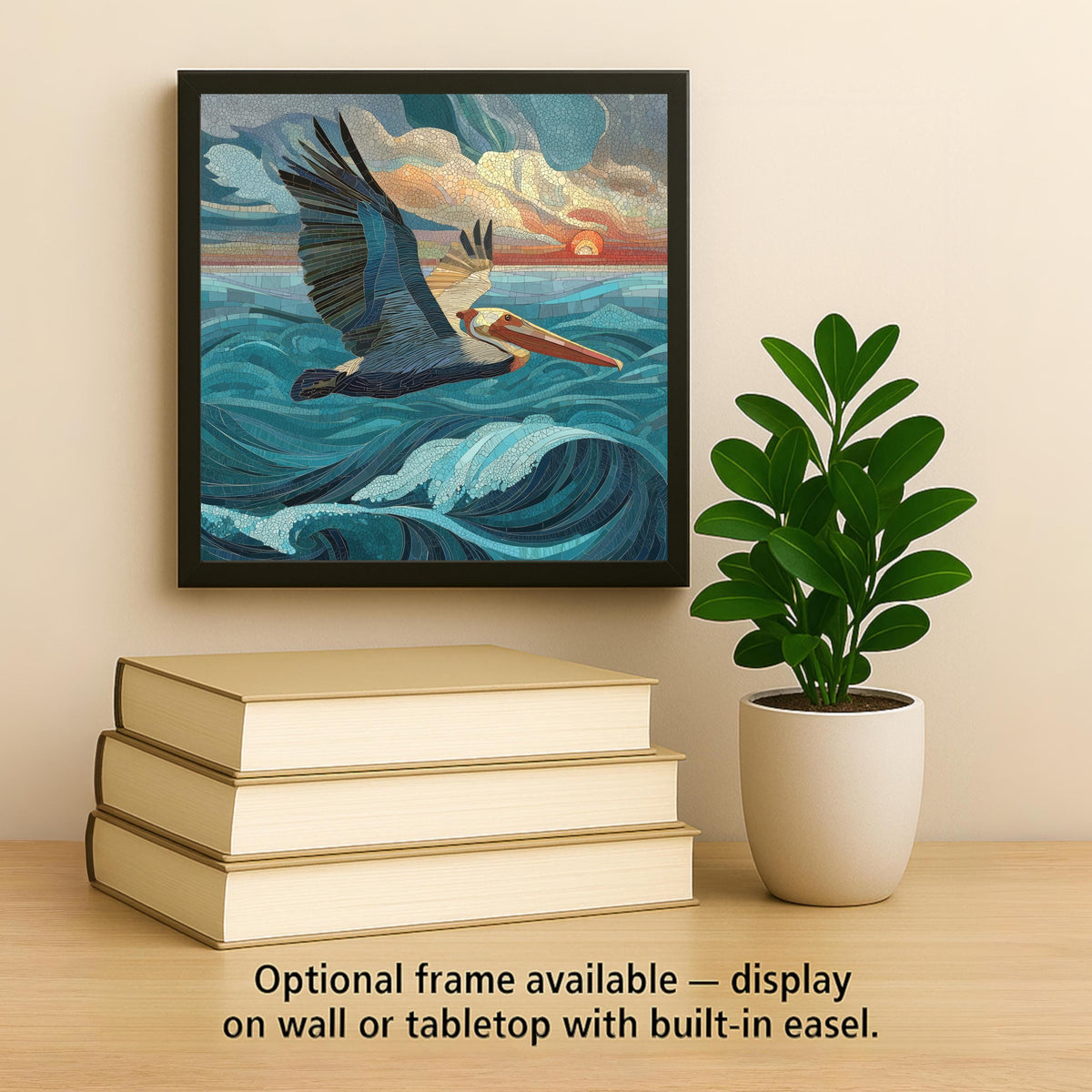 Pelican Wall Art Ceramic Tile Coastal Gift Mosaic Style Decor Ocean Bird Art Pelican Lover Nature Gift Tile
