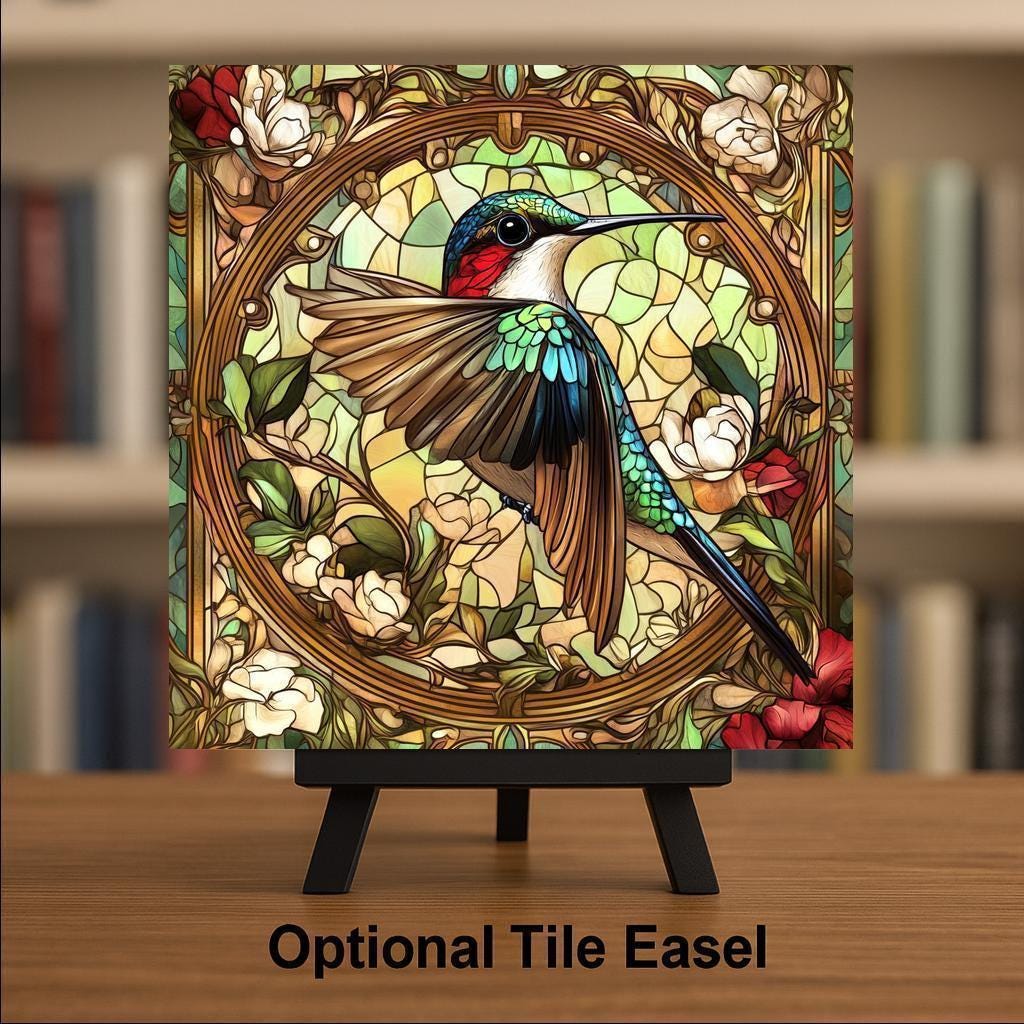 Hummingbird Ceramic Art Tile: Nature Wall Decor Bird Lover Gift Home Decor Wall Art Botanical Birdwatcher Garden Nature Art