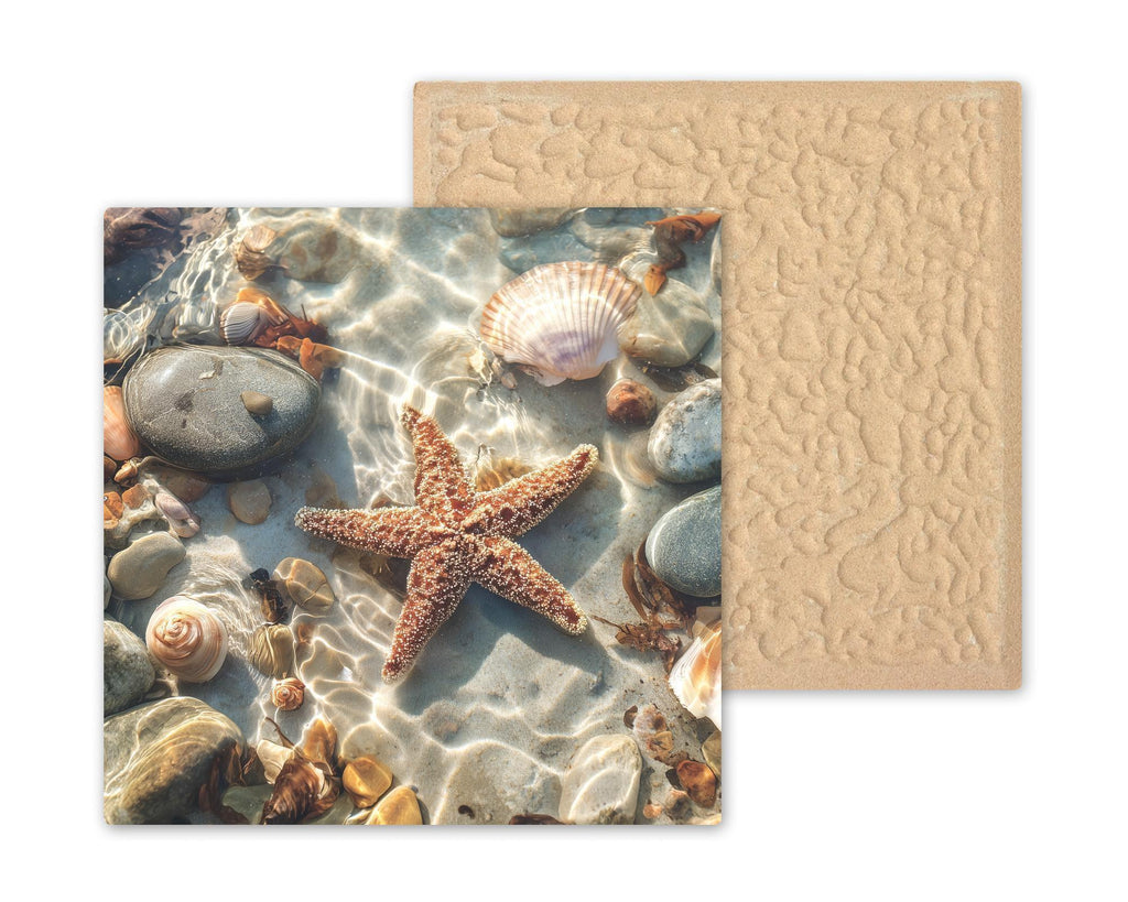 Tidepool Starfish Ceramic Art Tile – Coastal Beach Wall Decor, Nautical Ocean Sea Life Gift