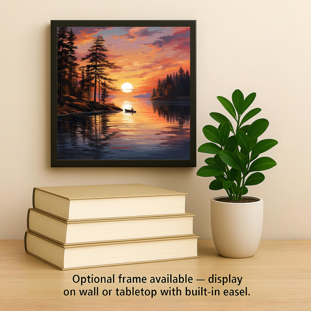 Lake Canoe Wall Art Ceramic Tile Cabin Lake House Decor Sunset Rustic Wall Decor Lake Lover Outdoorsman Gift Accent Tile