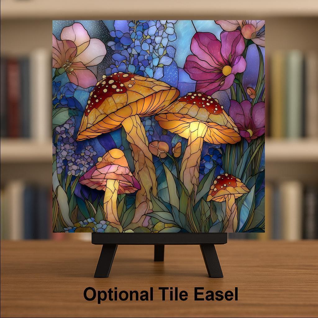 Woodland Mushroom Wall Art Ceramic Tile Fairy Garden Gift Fungi Decor Cottagecore Nature Art Whimsical Gift Tile