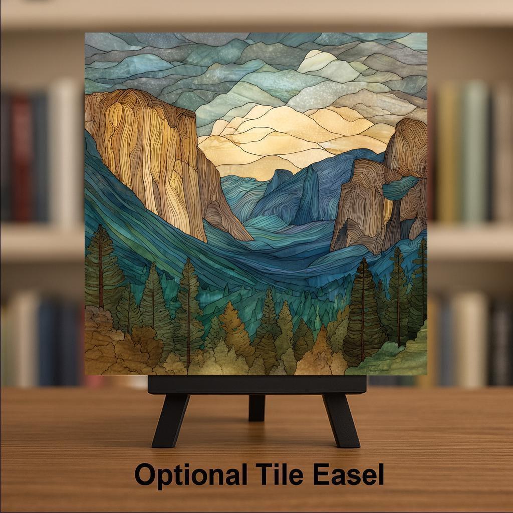 Yosemite Tunnel View Wall Art Ceramic Tile California Gift National Park Decor El Capitan Art Hiker Gift Tile