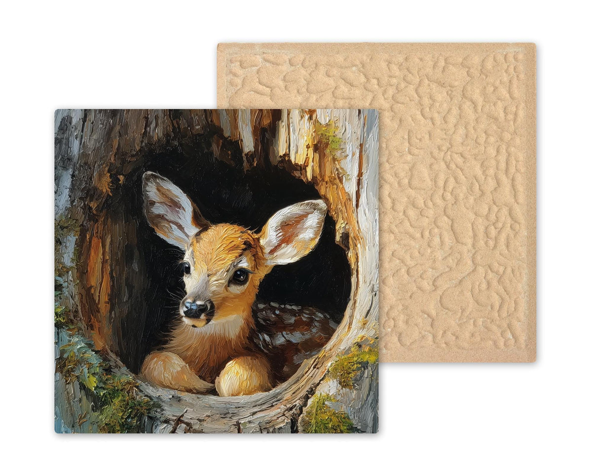 Fawn Wall Art Ceramic Tile Woodland Nursery Gift Baby Deer Decor Forest Animal Art Nature Lover Gift Tile