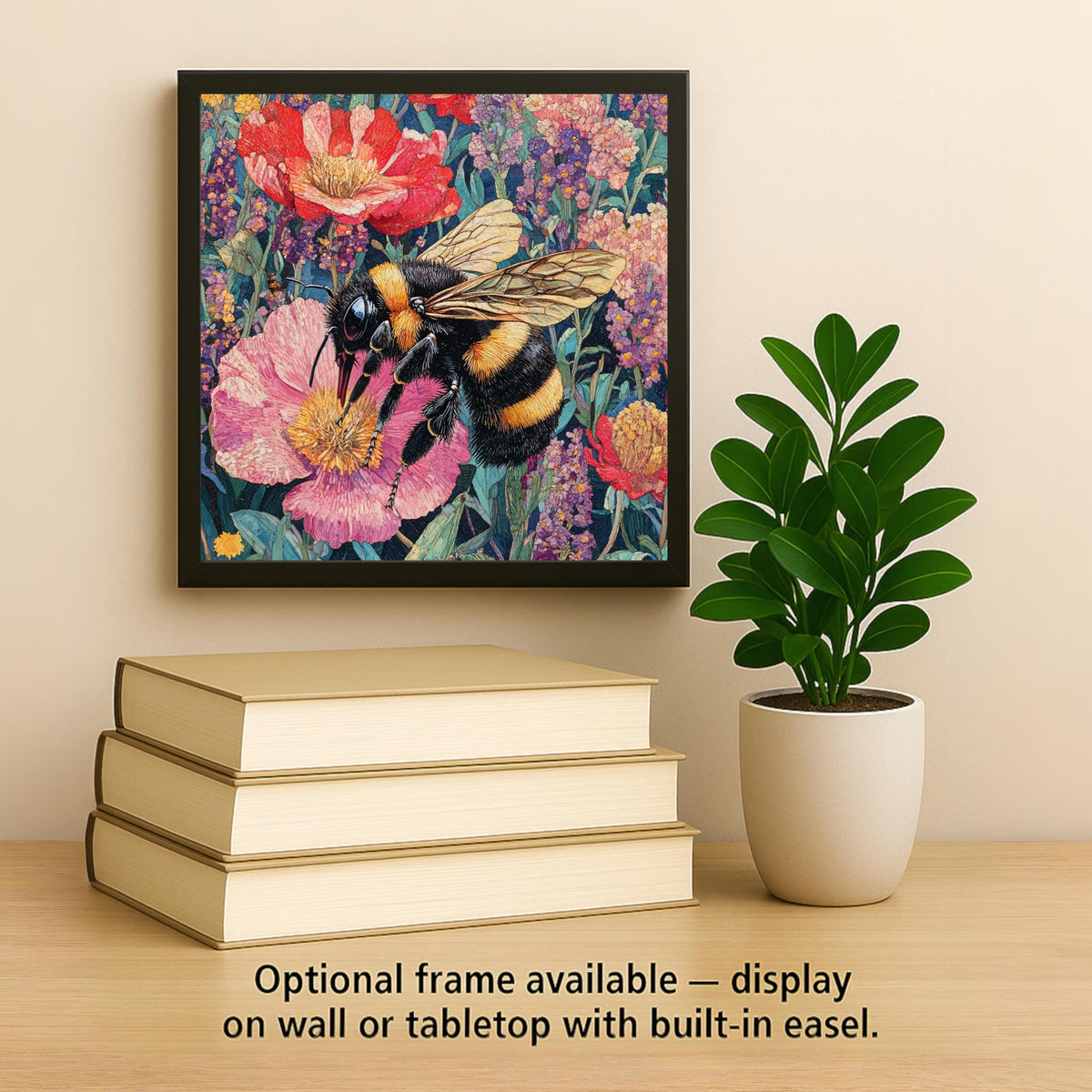 Bee Ceramic Art Tile – Art Nouveau Style, William Morris, Bee Lover Beekeeper Gift, Botanical Garden Nature Art Decor