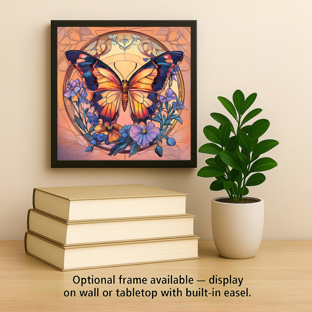 Butterfly Wall Art Ceramic Tile Butterfly Lover Gift Garden Decor Nature Gift Bathroom Art Floral Tile