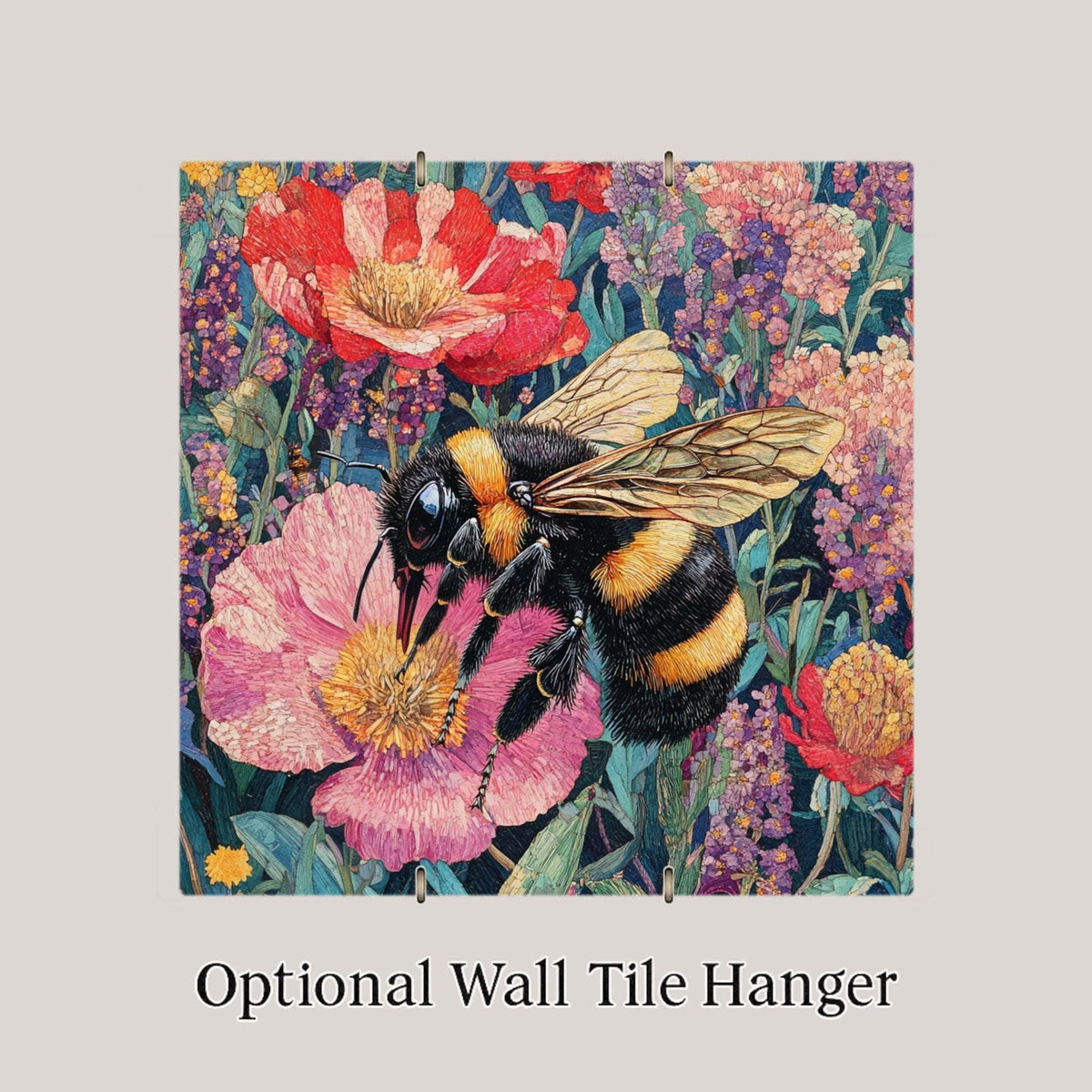 Bee Ceramic Art Tile – Art Nouveau Style, William Morris, Bee Lover Beekeeper Gift, Botanical Garden Nature Art Decor