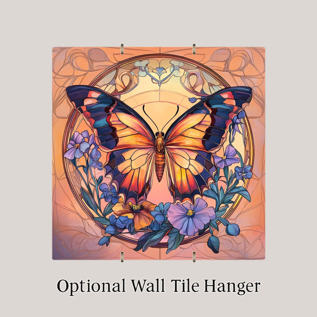 Butterfly Wall Art Ceramic Tile Butterfly Lover Gift Garden Decor Nature Gift Bathroom Art Floral Tile