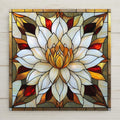 Elegant lotus flower ceramic tile in a stained-glass Art Nouveau style. Perfect for yoga rooms, spiritual décor, or vintage boho home design.