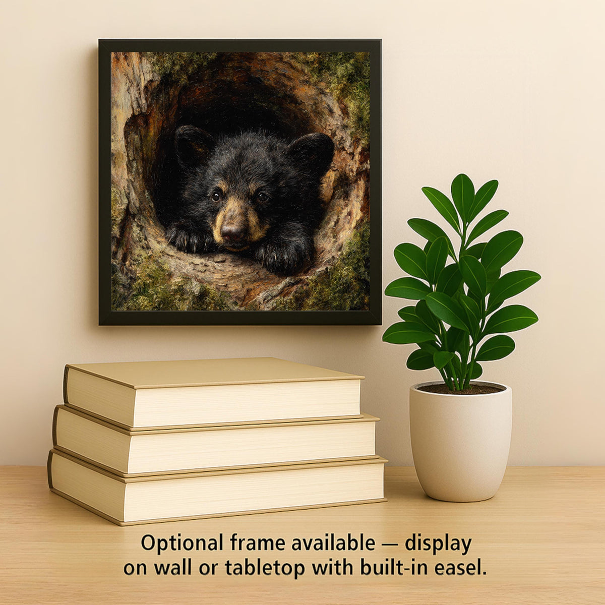 Black Bear Cub Ceramic Tile Wall Art - Woodland Wildlife Nature Rustic Cabin Home Decor Display Decorative Tile