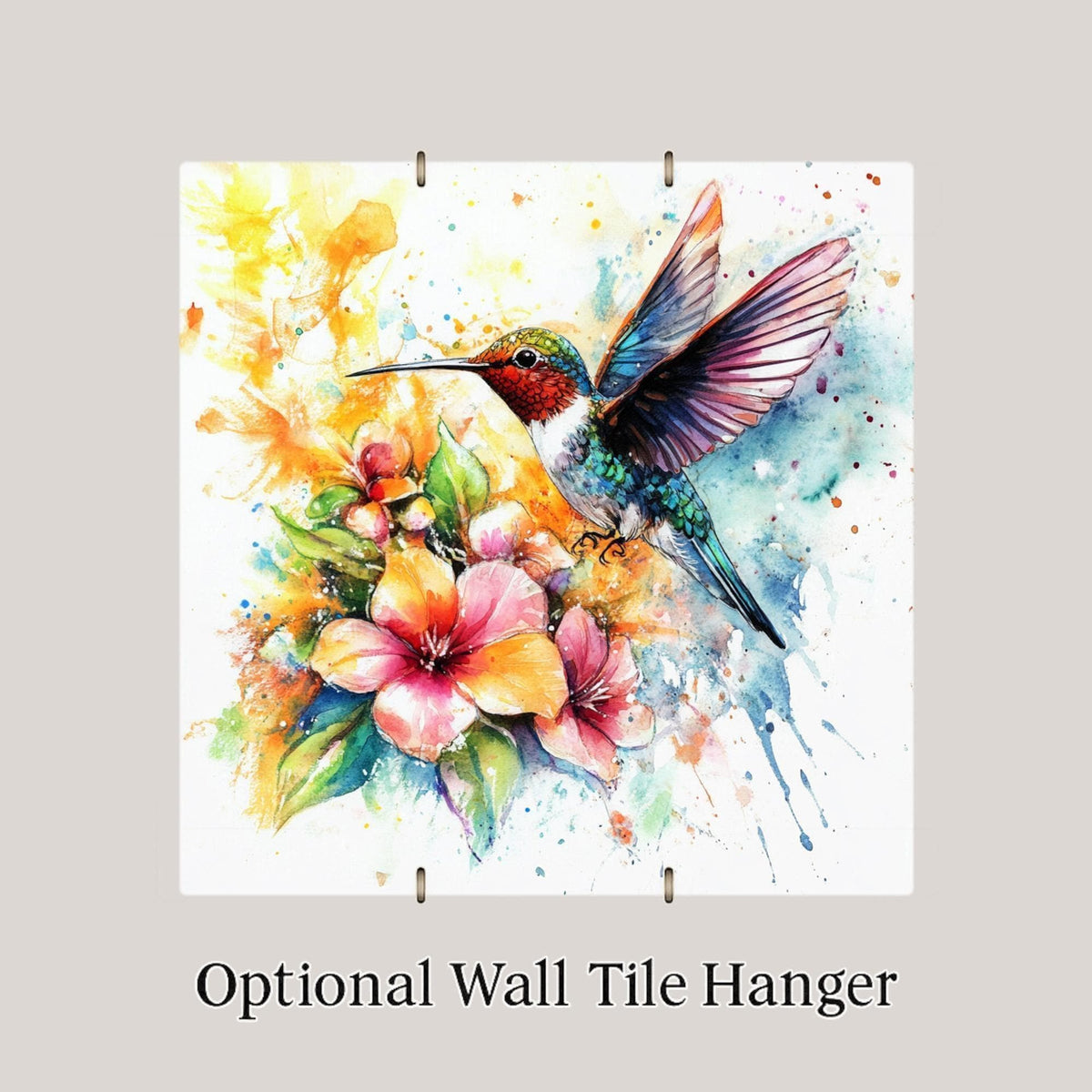 Watercolor Hummingbird Wall Art Ceramic Tile Garden Gift Floral Decor Nature Art Hummingbird Gift Bird Gift Tile