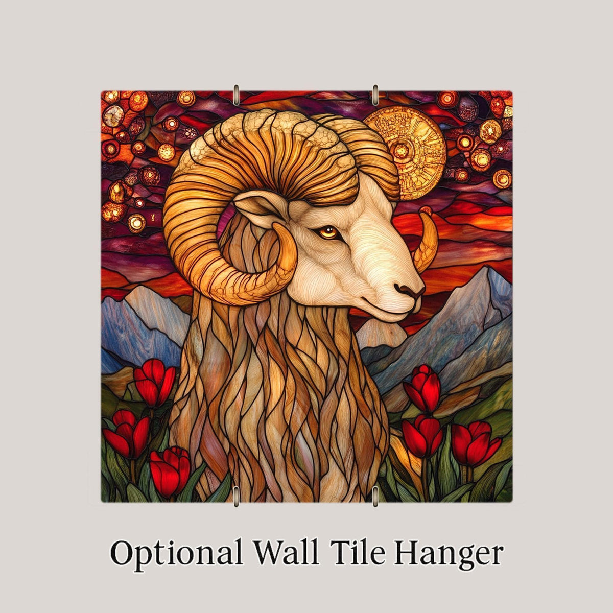 Aries Wall Art Ceramic Tile Zodiac Gift Aries Birthday Decor Ram Zodiac Tile Art