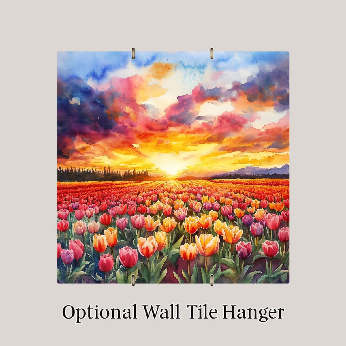 Tulip Fields Ceramic Art Tile: Nature Wall Decor Floral Home Decor Art Lover Gift Wall Art Spring Garden Tulip Botanical Floral Art