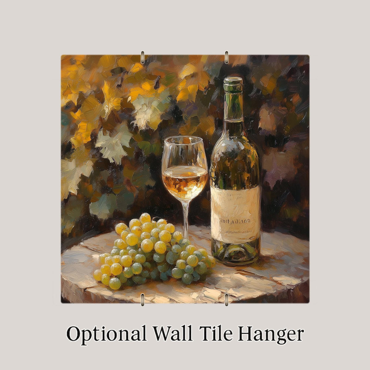 White Wine Wall Art Ceramic Tile Wine Lover Gift Kitchen Decor Vineyard Art Housewarming Gift Wine Tile