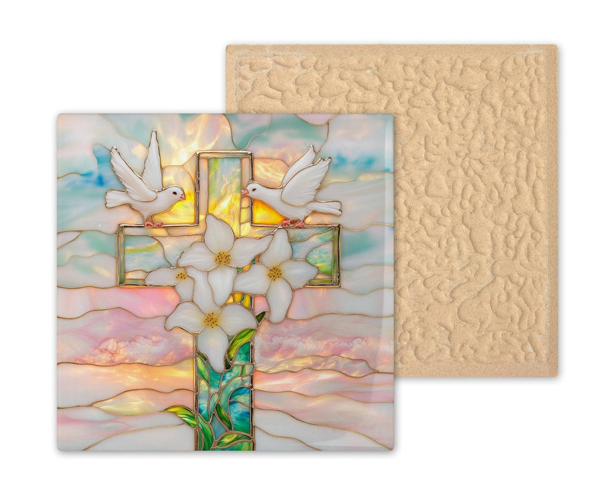 Christian Cross Wall Art Ceramic Tile Faith Home Decor Religious Gift Baptism Confirmation Decor