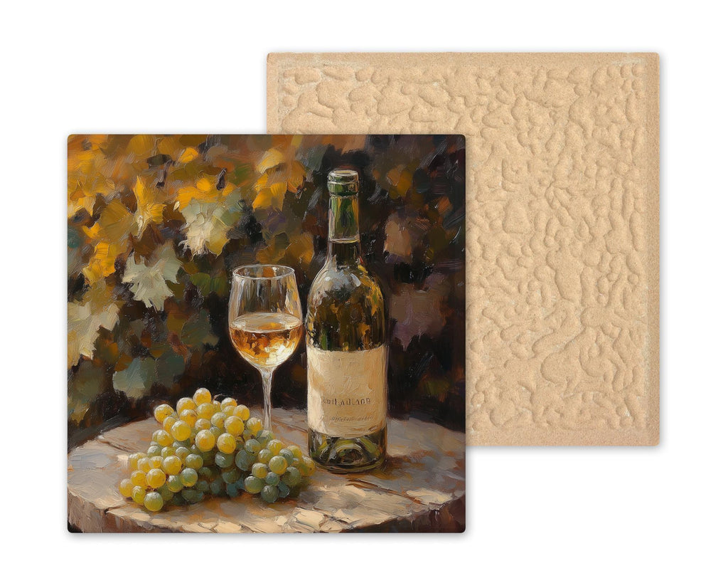 White Wine Wall Art Ceramic Tile Wine Lover Gift Kitchen Decor Vineyard Art Housewarming Gift Wine Tile